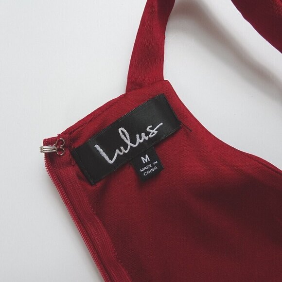 Lulu's Twist Halter Skater Mini Dress Sleeveless Cocktail Party Prom Maroon M - Picture 9 of 12